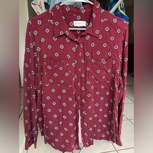 Liz Claiborne Patterned Button Down, Size: M